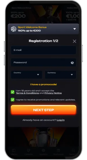 Registering an account and depositing from £10 to play Le Bandit