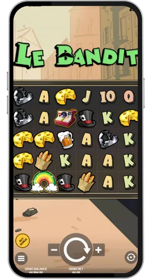 Spinning the reels and landing Golden Squares in Le Bandit mobile